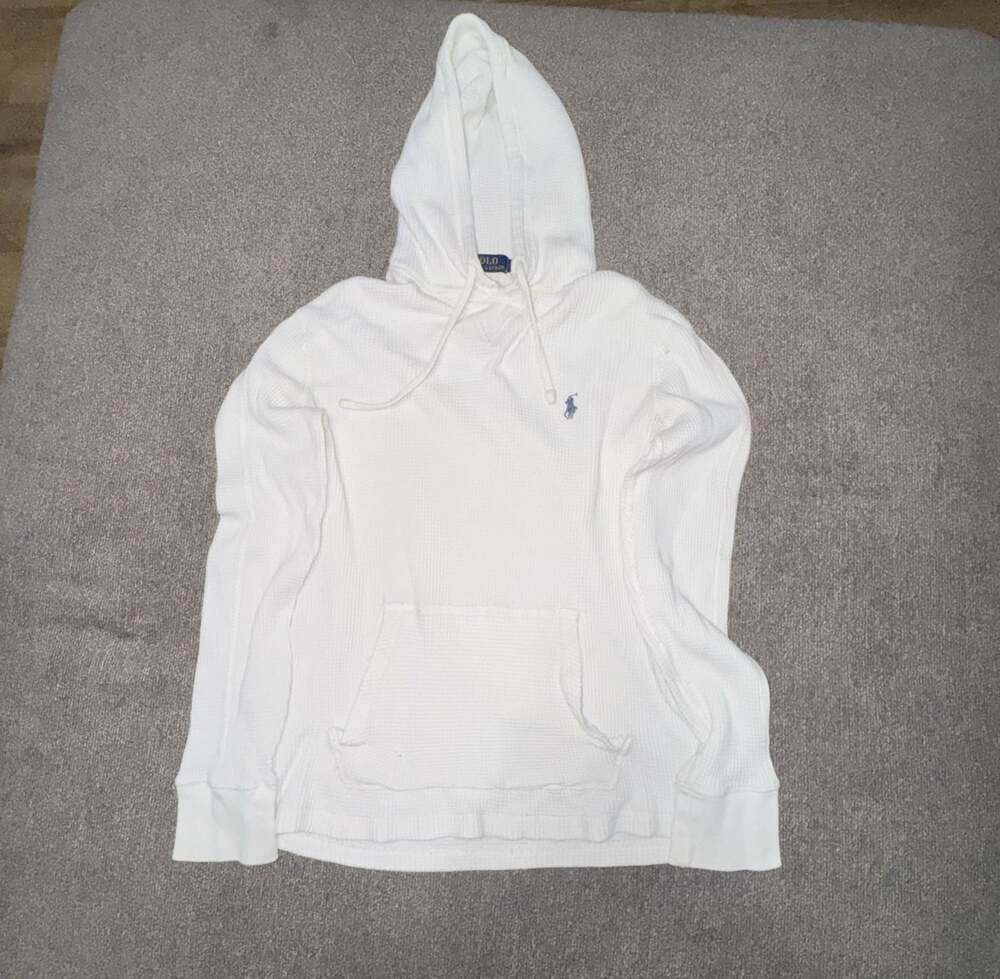 Polo Ralph Lauren White Waffle Knit Thermal Hoodie Size S